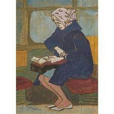 Joseph Solman American 1909 2008 Woman Reading Subway Rider Reading Art Book Art Painted Books