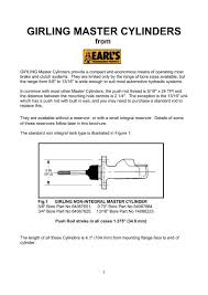 Girling Master Cylinders Earls Performance Products Australia