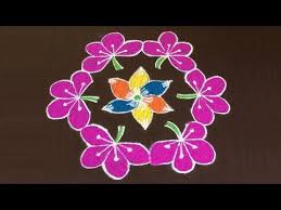 Simple Rangoli Designs With 7 X 4 X 4 Dots Easy Muggulu Art Designs With Dots Small Kolam Youtube Flower Rangoli Rangoli Designs Colorful Rangoli Designs