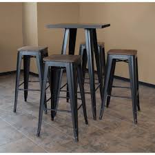 Loft 5 Piece Black Bar Table Set Pub Table And Chairs Pub Table Sets Metal Table Top