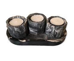 Tealight Candle Holder Pots Black Marble Oval Tray Gifts Etsy In 2021 Tea Lights Tea Light Candles Tealight Candle Holders