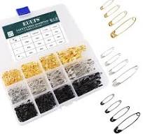 540PCS Safety Pins Silver Black Gold, 4 Sizes Safety Pins Assorted for  Clothes Art Craft Sewing Jewelry Making Home Office Use with Storage Box