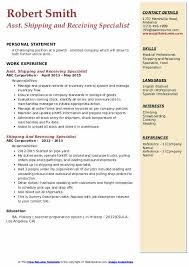 In some cases, he or she is usually referred to as a warehouse manager with a job description that entails responsibility for both people and resources of shipping warehouses. Shipping And Receiving Specialist Resume Samples Qwikresume