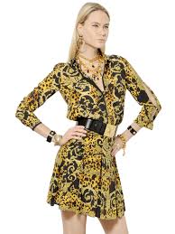 Versace Printed Crepe De Chine Shirt Dress Tendenze
