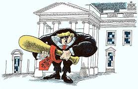 A caricature is a rendered image showing the features of its subject in a simplified or exaggerated way through sketching, pencil strokes, or through other artistic drawings (compare to: Oliver Schopf Politische Karikatur Us Prasident Donald Trump Tursteher Trump