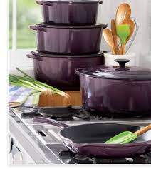 Pots On Display Le Creuset As Kitchen Art Purple Kitchen Kitchen Colors Kitchen Art