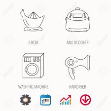 Washing Machine Multicooker And Hair Dryer Icons Washing Machine