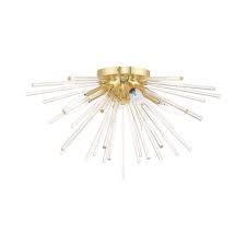 Livex Lighting Utopia 20 In 4 Light Satin Brass Starburst Semi Flush Mount Light 41250 12 The Home Depot Semi Flush Mount Lighting Livex Lighting Satin Brass