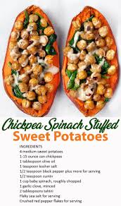 Chickpea Spinach Stuffed Sweet Potatoes Recettes De Cuisine Recette Patate Douce Cuisine Vegetarienne