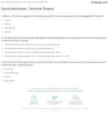 If you know, you know. Quiz Worksheet Technical Theatre Study Com