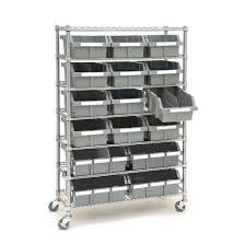 7 Shelf Commercial Bin Rack System With Large Bins 239 00 Discount Mall Inc Bin Rack Shelf Bins Storage System