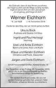 Traueranzeigen von Werner Eichhorn