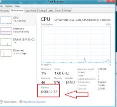 The task manager now displays the windows 10 uptime, but you will have to follow these steps to find this: How To Track System Uptime In Windows 8 Step By Step