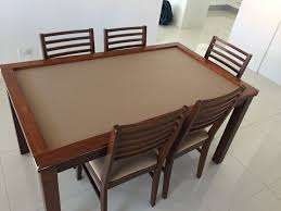 Here Is The Board Games Table I Made I Purchased A Second Hand Dining Table Then Put Padded Double Sided Sticky Bac Board Game Table Table Games Dining Table