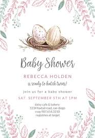 Diy twin baby shower invitation idea there are many ways you can create a special twin shower invitation. Egg Nest Twins Baby Shower Invitation Template Free Greetings Island