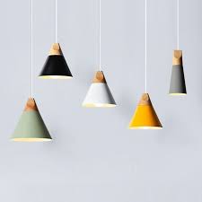 Pas Cher Moderne Led Lampes Suspendues En Bois Aluminium Colore Pendentif Lam A Modern Wood Pendant Light Wooden Pendant Lighting Colorful Pendant Lamp