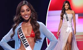 Miss universe australia maria thattil has proven her critics wrong after placing top 10 in the international beauty pageant. Miss Universe Australia Maria Thattil Stuns In Tiny Red Bikini In Preliminary Round Daily Mail Online
