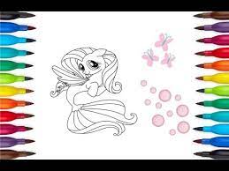 This disney princess story is a favorite among little kids who dream about the pretty mermaids singing and dancing in the deep reaches of the ocean. How To Draw And Coloring Mermaid Fluttershy My Little Pony Mlp Coloring Pages For Kids Youtube