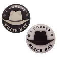 Westworld Souvenir Button Set White Black Hat Good Guy Bad Pinbacks Novelty Pins Black And White Hats White Hat Nerdy Gifts