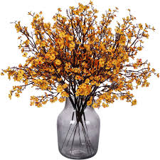 Want to buy silk flower stems (quantity: Amazon Com Momkids 6 Pcs Faux Fall Flowers Orange Babys Breath Fabric Cloth Artificial Flowers European Plants Decor Wedding Party Bouquet Real Touch Diy Home Faux Flowers For Decoration Baby Breath Flower Bulk