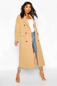 Ladies women wool coat lapel oversize single breasted double sided casual warm l. Tall Double Breasted Longline Wool Coat Boohoo