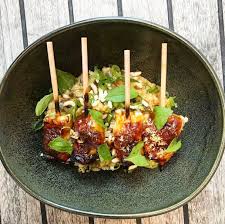 Juniper And Ivy Restaurant On Instagram Yakitori Eel Smoked Pineapple Eel Sauce Sticky Rice Pickled Shiita Cured Egg Cured Egg Yolk Restaurant Recipes