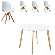 Der tisch hat einen durchmesser von 110 cm und ist ausziehbar auf. Essgruppe Blokhus O105 4 Stuhle Weiss Danisches Bettenlager