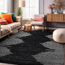 Rugshop Area Rug Bohemian Stripe Black