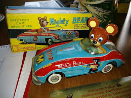 1950s Cragstan Ichiko Mighty Bear Tin Friction Comic Toy Car Nmib Crisp Cragstan Vintage Toys Toys Toy Car