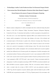 Analisa budidaya lele 1000 ekor full pellet di koloam terpal. Pdf Perbandingan Analisa Usaha Pembesaran Ikan Lele Konsumsi Dengan Metode Konvensional Dan Metode Regulator Ekosistem Pada Skala Rumah Tangga Di