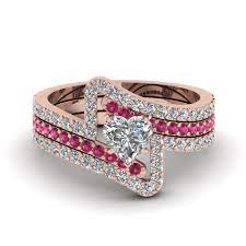 Black and pink 925 sterling bridal set, black and pink rings, wedding set, twobroketeachers2 5 out of 5 stars (11) $ 15.00. Crossover Heart Diamond Trio Wedding Ring Set With Pink Sapphire In 14k Rose Gold Fascinating Diamonds