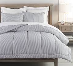 Twin size comforter fits standard twin and twin xl mattresses. Wheaton Striped Percale Comforter Shams Pottery Barn