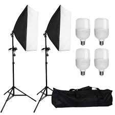 Zuochen 4x25w Led Continuous Lighting Kit 20 X28 50x70cm Softbox Soft Box Photo Studio Set Light Bulbs Lamp Photography Softbox Softbox Aliexpress