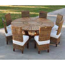 Table ronde, structure acier laqué, plateau en lattes de bois peint. Grande Table Ronde De Jardin En Teak Massif Real Table