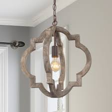 Shop Farmhouse Metal Lantern Pendant Lighting Fixture 1 Light Faux Wood Shape D 16 X H 17 5 Overstock 31311845