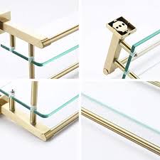 Kes bathroom glass shelf with towel bar and rail. Kes Bathroom Glass Shelf With Towel Bar And Rail Extra 7 Mm Thick Tempered Glass Sus 304 Stainless Steel Rustproof Rectangular Wall Mount No Drill Brushed Brass Finish A2225dg Bz Pricepulse