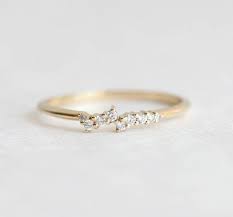Clustered Diamond Ring Delicate Diamond Ring Assymetrical Etsy Tiny Diamond Ring Delicate Diamond Ring 18k Gold Wedding Bands