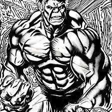 Dibujo para colorear de Hulk, ilustración en blanco y negro · Creative  Fabrica