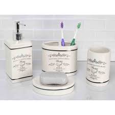 Bath bliss 4 piece bathroom ensemble, toothbrush holder, soap dish, tumbler & soap pump, in 2 nu steel chrome resin bath accessory set for vanity countertops, 4 piece luxury ensemble. Home Basics 4 Piece Paris Bathroom Accessory Set Walmart Com Walmart Com