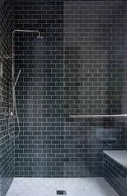 Vintage design featuring black subway tiles; Dark Green Grey Subway Tile Shower Fireclay Tile Subway Tile Showers Shower Tile Dark Green Tile