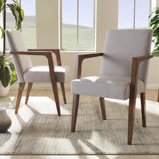 A simple elegant counter height chairs toa. Baxton Studio Andrea Beige Fabric Upholstered Arm Chairs Set Of 2 2pc 7364 Hd The Home Depot