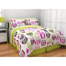 Latitude Sketchy Owl Reversible Bed In A Bag Walmart Com Green Dorm Bedding Owl Bedding Bedding Sets