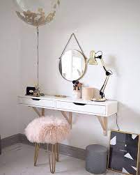 A Simple But Beautiful Dressing Table With An Ikea Top And Pink And Gold Colour Scheme Room Inspiration Scandinavian Dressing Tables Home Decor