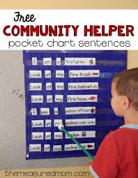 Community Helper Pocket Chart Sentences The Measured Mom Community Helpers Activity Community Helpers Kindergarten Community Helpers Preschool