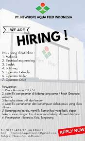 Lowongan kerja di cianjur mei 2021 temukan loker terbaru yang sesuai. Infomina Lowongan Kerja Perikanan Di Pt Newhope Aqua Feed Indonesia