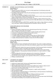 Our resume examples are written by certified resume writers and is a great representation of what hiring managers are looking for in a quality. Lead Supplier Quality Engineer Resume Samples Velvet Jobs