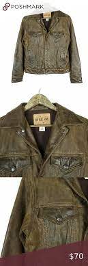 Vintage Gap Blue Jeans Brown Leather Coat Jacket Leather Coat Jacket Leather Coat Brown Leather Coat