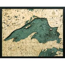 Lake Superior Bathymetric Wood Chart