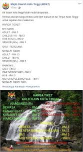 Di tempat ini sudah tersedia kamar bilas, selain tempat parkir di rumah warga sekitar lokasi. Air Terjun Kota Tinggi Kembali Beroperasi Dengan Harga Tiket Baharu Libur