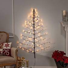 Gerson 4 Ft High Electric Flat Tree Birch Wall Hanging W Timer Feature 9660047 Hsn Wall Christmas Tree Tree Wall Decor Christmas Tree